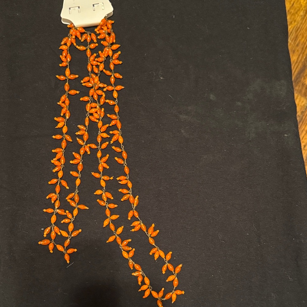 Orange Leaf long necklace